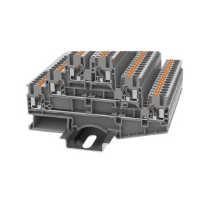 Клемма проходная 3-х уровневая, push-in DS2.5-3L-01P-11-00Z(H), 20A, 500V, 6 присоед., 2.5(0,5_4)mm², серая фото