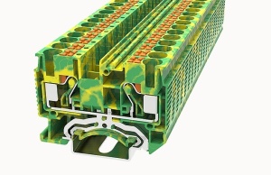 Клемма заземления, push-in DS10-PE-01P-1C-00Z(H), 2 присоед., 10(0,5_16)mm², желто-зеленая фото