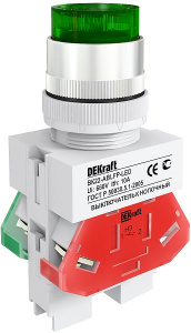 Кнопка выступающая ВК22-ABLFP-GRN-LED, 1NO+1NC, зеленая, LED подсветка 230VAC, фронт IP54 фото