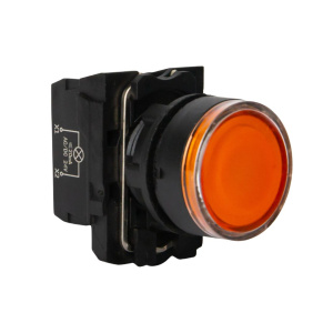 Кнопка LA37-B5W310YBDP, 1NO, 3A(240VAC), желтая, LED подсветка 24VAC/DC, фронт IP66 фото