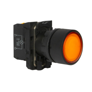 Кнопка LA37-B5H310YBDP, с фиксацией, 1NO, 3A(240VAC), желтая, LED подсветка 24VAC/DC, фронт IP66 фото