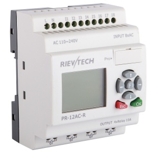 Программируемый логический контроллер PR-12AC-R, 110_240VAC, 8DI, 4RO, RTC, RS232, ЖКИ, нерасширяемый фото