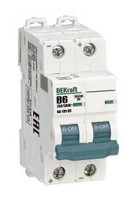 Выключатель автоматический BA-105-DC-2P-006A-B, 2P, 6A, хар-ка B, 6kA, 250VDC на полюс, 2M фото