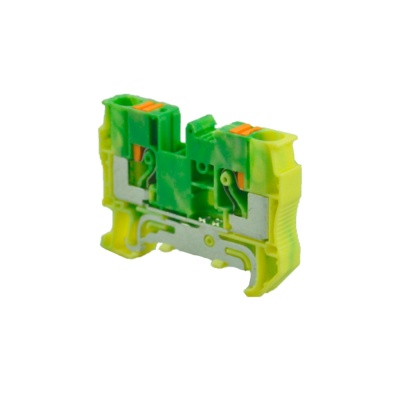 Клемма заземления RIT6 PE, push-in, 2 присоед., 6(max 10)mm², желто-зеленая фото