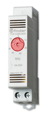 Щитовой термостат 7T.81.0.000.2403 с биметалл. датчиком, 0…+60 °С, 10А, 1NC, на обогрев фото